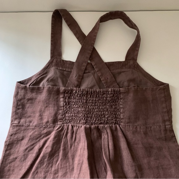 Faherty Cocoa Brown August Linen Mini Dress, Medium - Picture 12 of 15